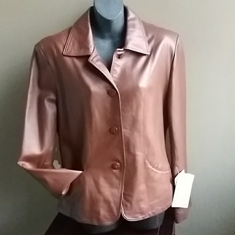 New, Never-worn Genuine Brown Leather Jacket